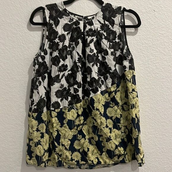 Jason Wu COLOUR-BLOCKED SLEEVELESS FLORAL TOP New - Picture 1 of 5